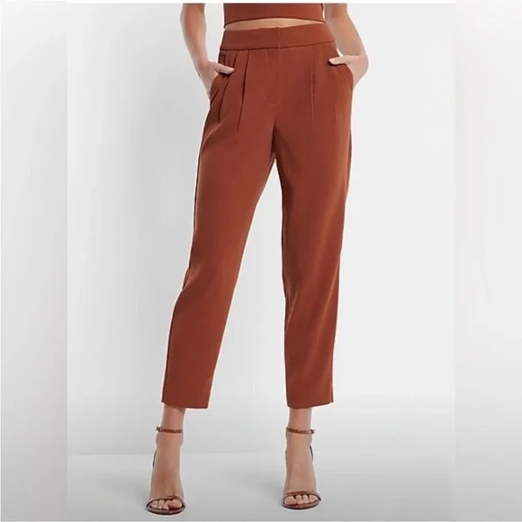 Express Light Brown Stylist Ankle Super High Rise Pant - Picture 1 of 11